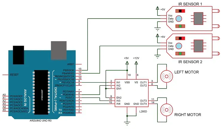 Arduino Line Follower Robot Circuit