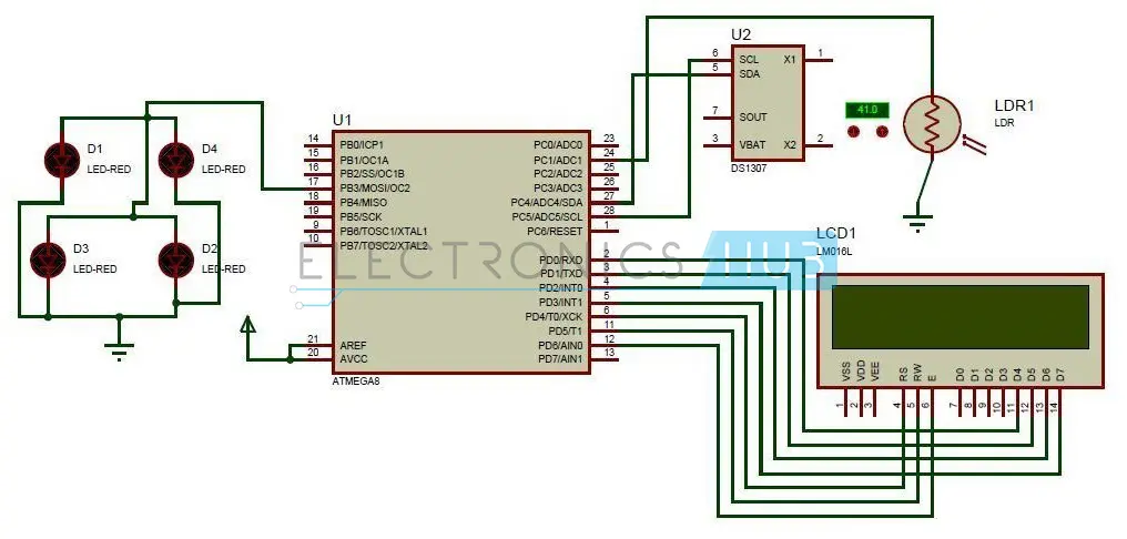 Auto Intensity Control of Street Lights Circuit Diagram