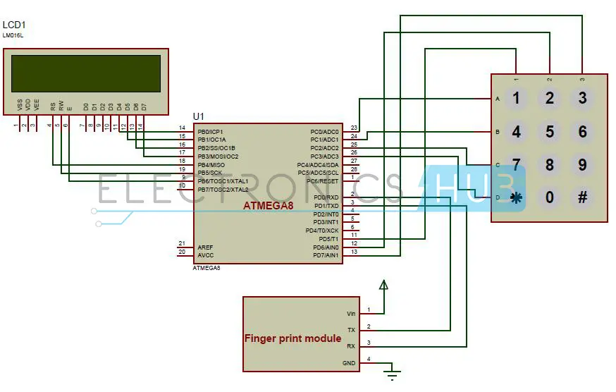 Biometric Attendance System Circuit Diagram