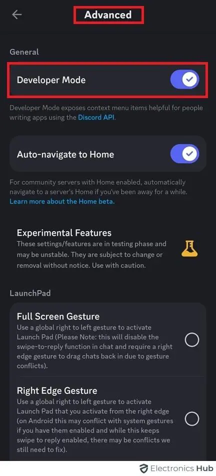 developer mode-discord profile